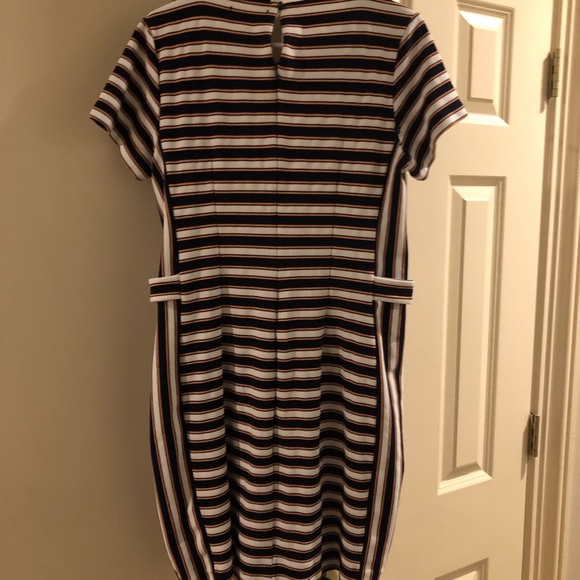 Banana Republic Pencil Dress with Blue, Orange, and Cream stripes - Picture 2 of 5